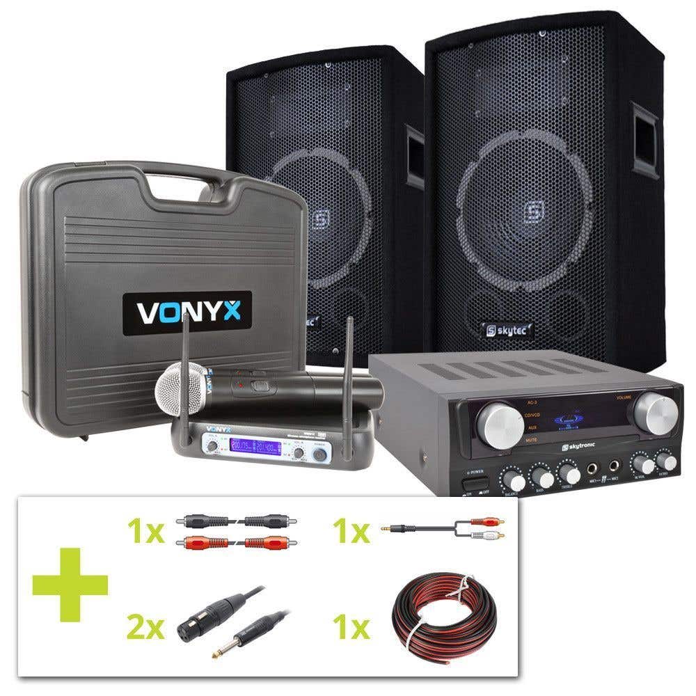 SkyTec Complete Karaokeset met Draadloze Microfoons Direct zingen!