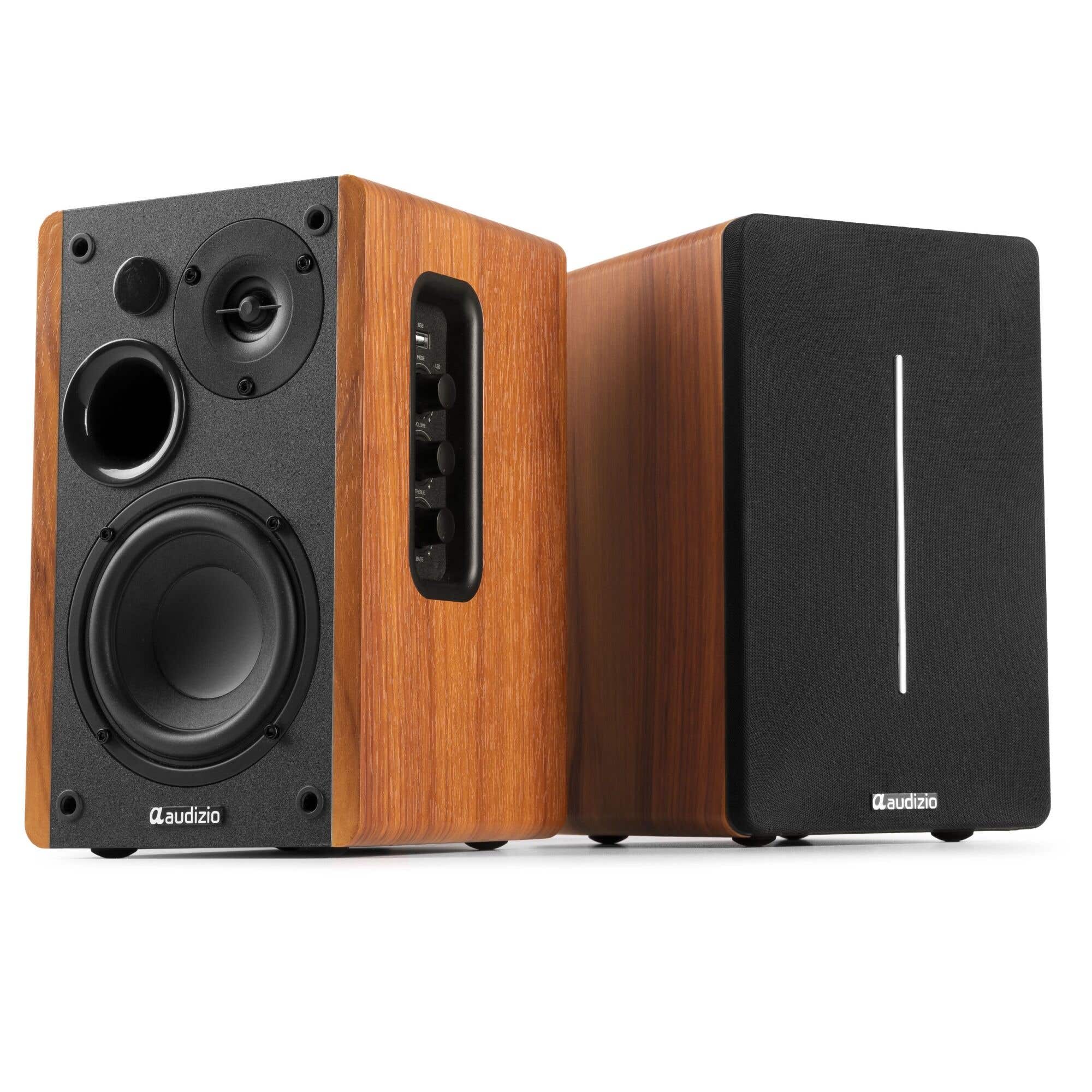 Audizio KS01B HiFi speaker set - Boekenplank speakers - Met Bluetooth - Houtlook - 120W