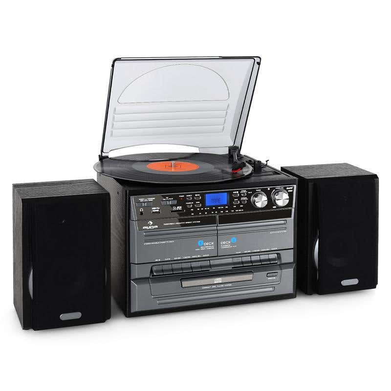 Auna Stereotoren met platen- CD, USB en SD speler en Cassette