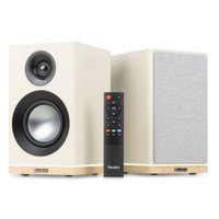 Audizio KS12 actieve HiFi luidsprekerset - HDMI en Bluetooth - Warmwit ambient light - 80W - Crème