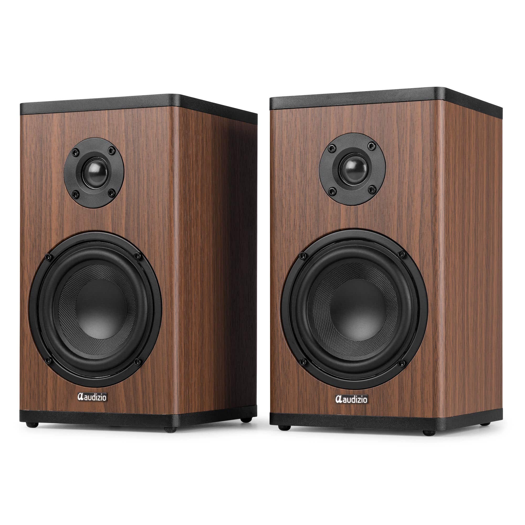 Audizio BS20 boekenplank speakers - Draadloze boxen met oplaadbare accu - HiFi set - Houtlook