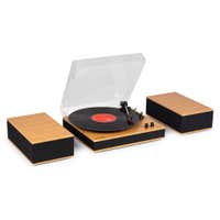 Audizio Tupelo platenspeler met boxen - Platenspeler Bluetooth - LP speler met auto stop - Bamboe