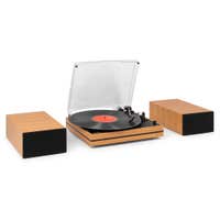 Audizio Akron platenspeler - Platenspelers met speakers - Bluetooth en AUX - Bamboehout