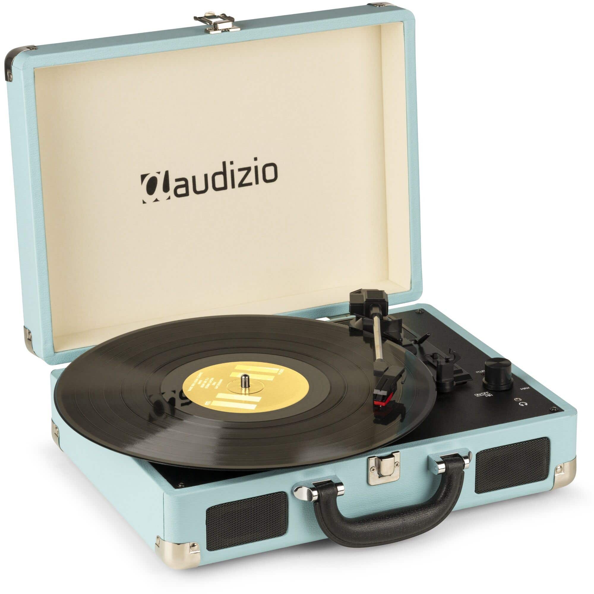 Audizio RP114BL - Retro platenspeler in blauwe koffer - platenspeler met boxen en PC software
