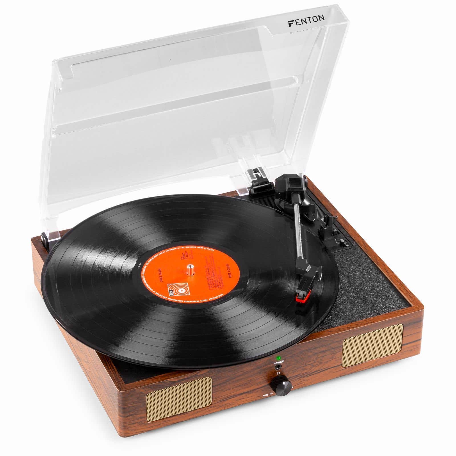 Retourdeal - Fenton RP106W USB platenspeler met boxen - Bruin (hout)