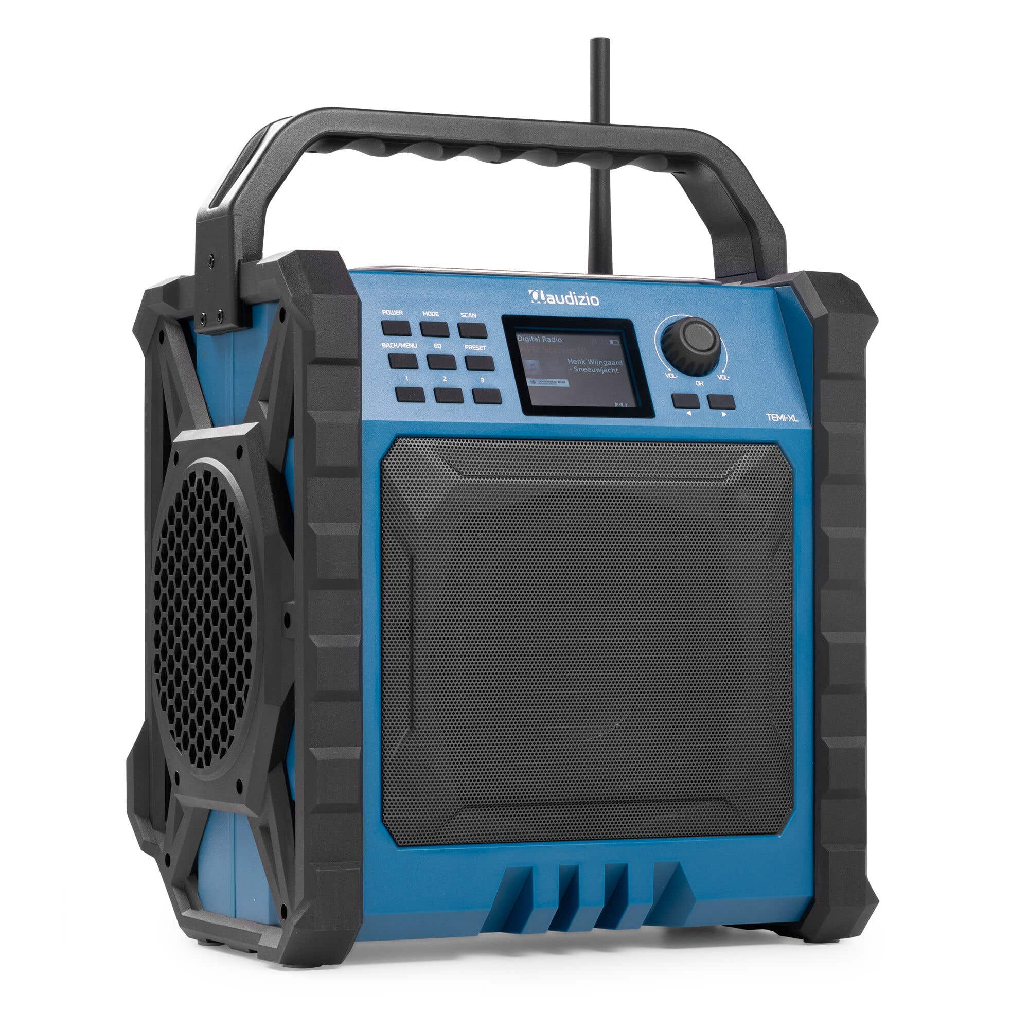 Retourdeal - Audizio Jobsite XL bouwradio - Met Bluetooth, FM en DAB+ radio - Bouwradio met accu - IP54 - 200W