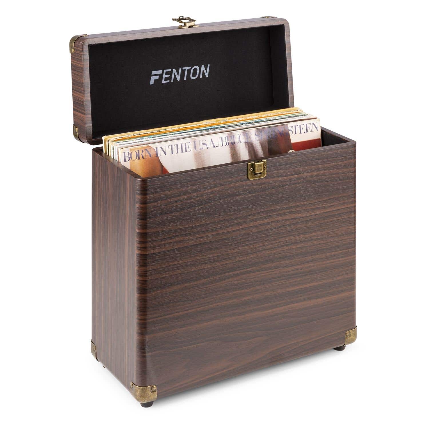 Retourdeal - Fenton RC30 platenkoffer voor ruim 30 platen - Darkwood