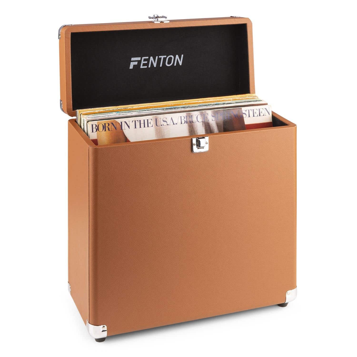 Retourdeal - Fenton RC30 platenkoffer voor ruim 30 platen - Bruin