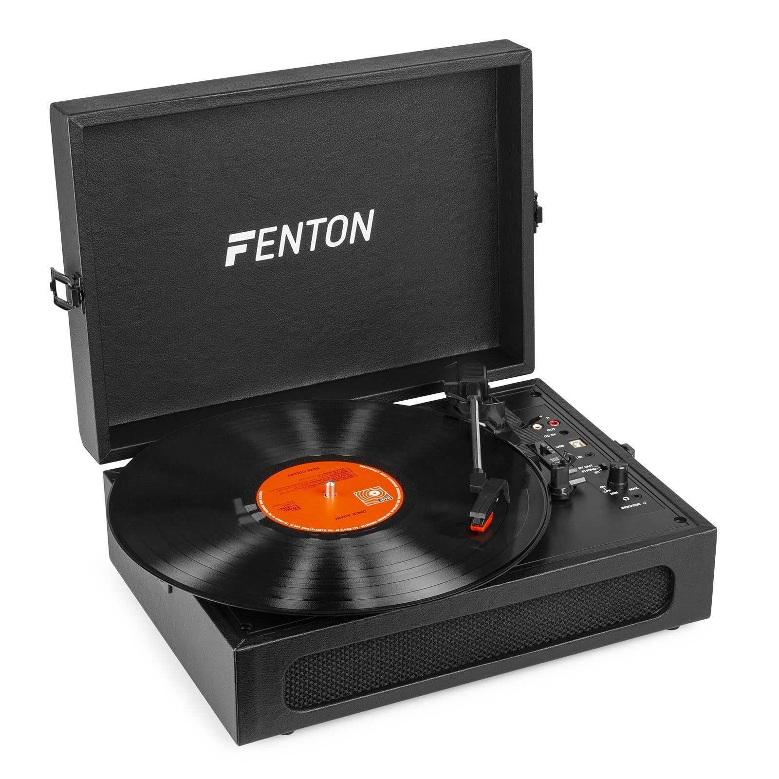 Platenspeler Bluetooth in & out - Fenton RP118 - Geschikt voor alle platen - Ingebouwde speakers - Zwart