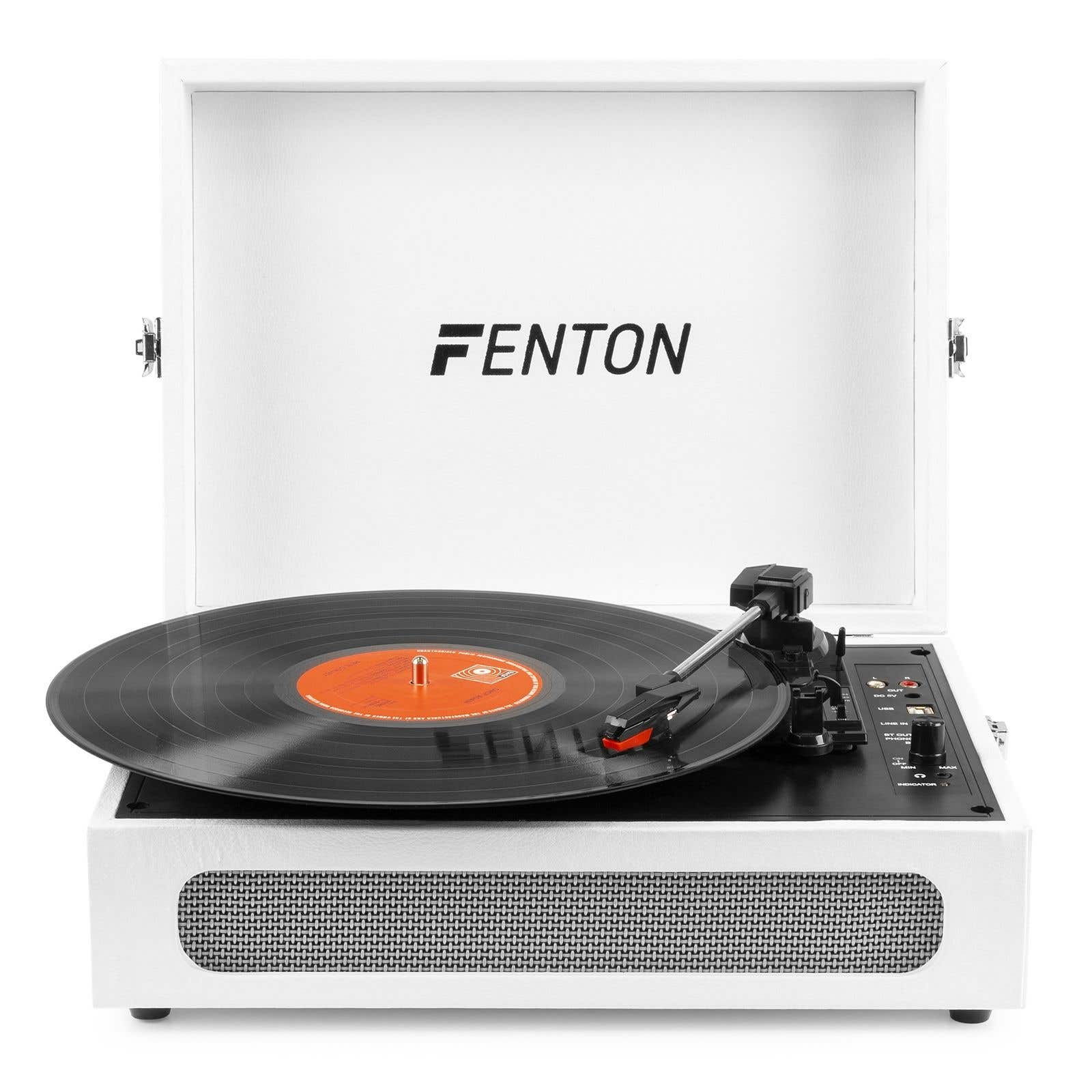 Fenton RP118F retro platenspeler met Bluetooth in /out en USB - Wit