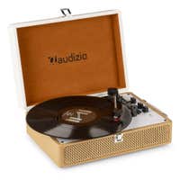Retourdeal - Audizio RP119 - Retro platenspeler met Bluetooth in bruin/witte koffer - platenspeler met boxen