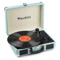 Audizio RP116BL retro platenspeler met Bluetooth in/out - Platenspeler in koffer - Blauw