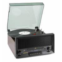 Fenton RP135W platenspeler met Bluetooth, CD en USB mp3 speler in 60's stijl - Hout