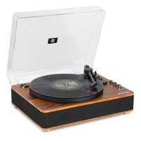 Retourdeal - Fenton RP162D hifi retro platenspeler met Bluetooth en speakers - Donkerbruin (Walnoot)