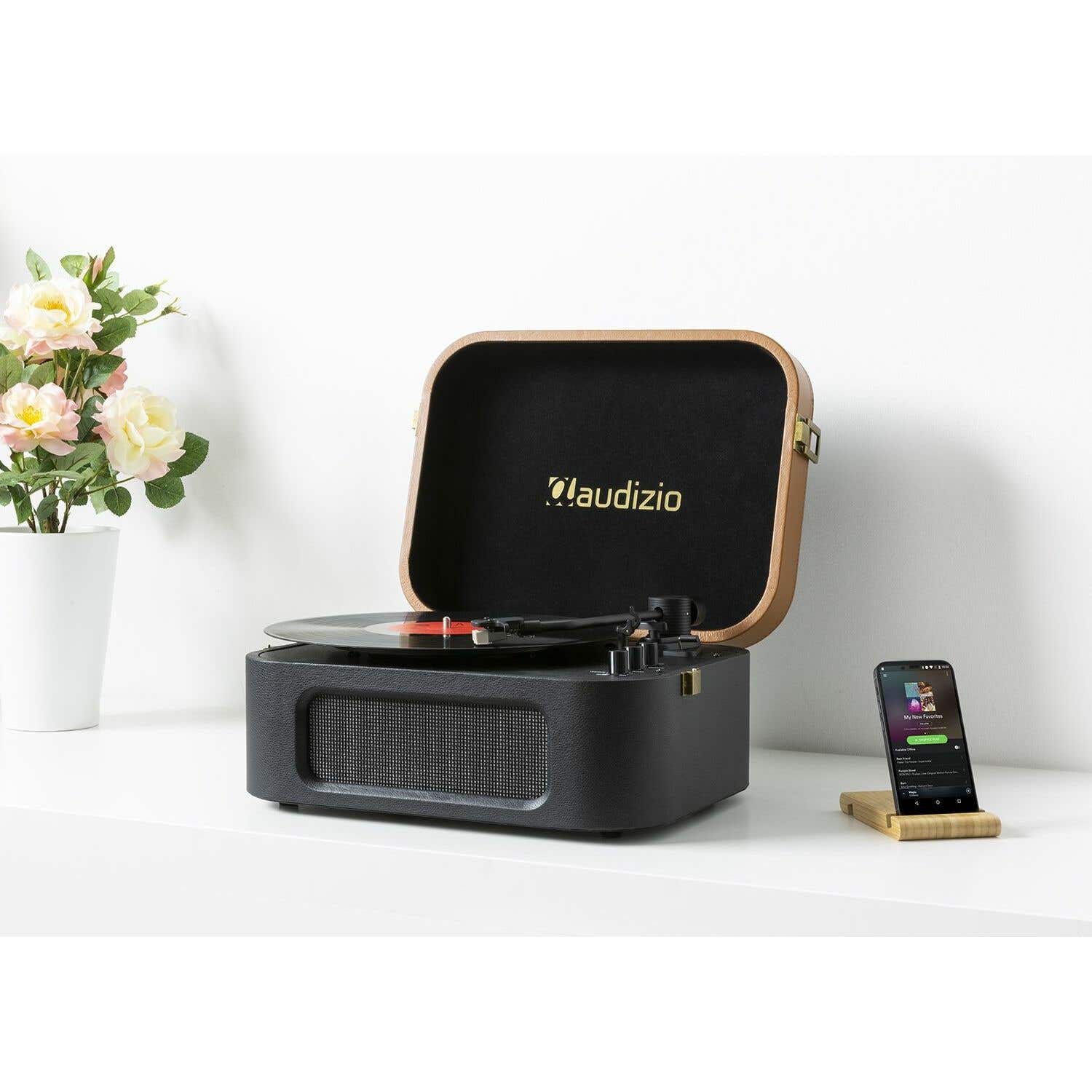 High end platenspeler met platenkoffer - Audizio RP310 - HiFi Vinyl LP speler - Zwart
