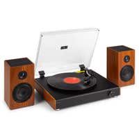Audizio RP337W Vintage platenspeler met draadloze speakers - Retro platenspeler Bluetooth - Houtlook