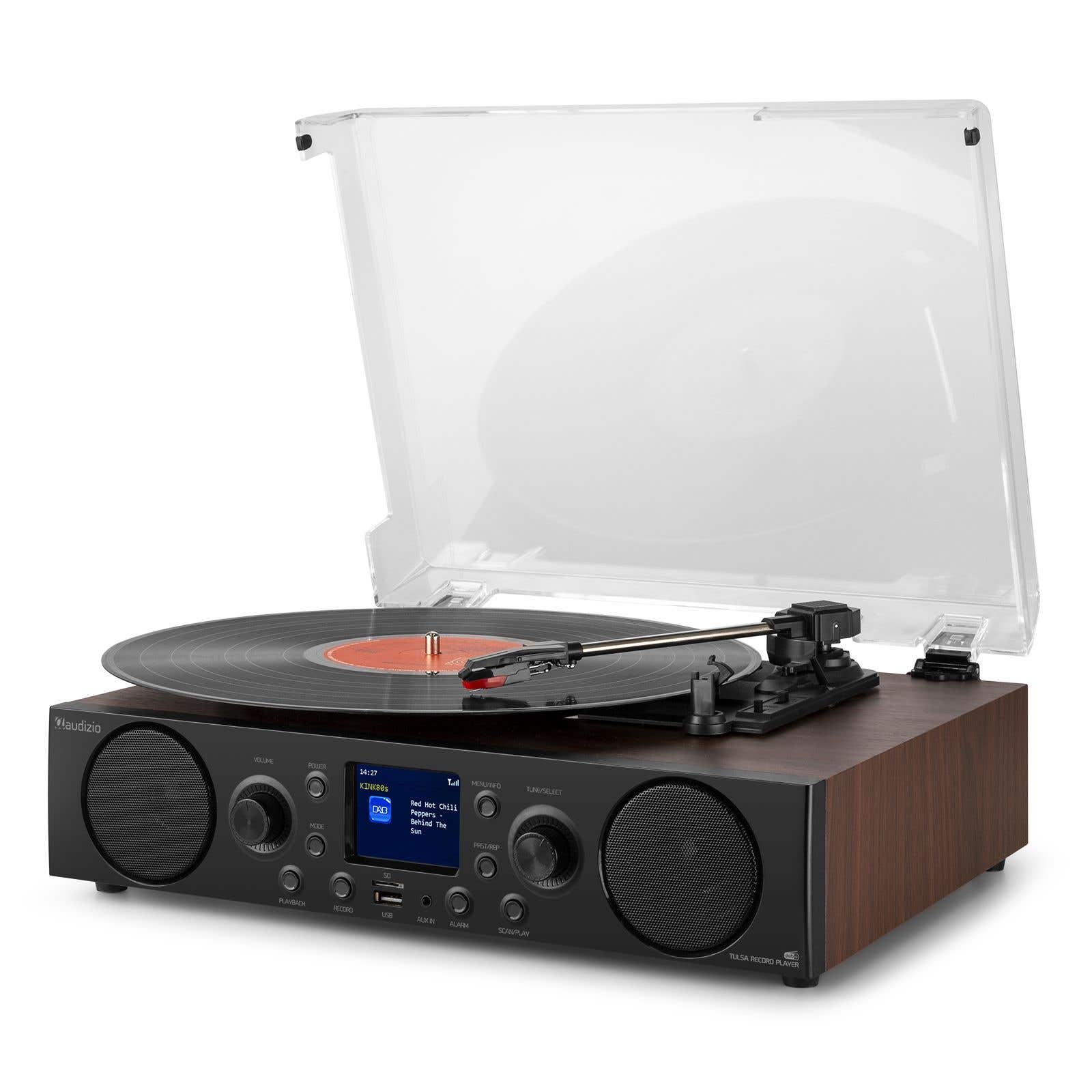 Audizio Tulsa platenspeler met Bluetooth, DAB radio en USB