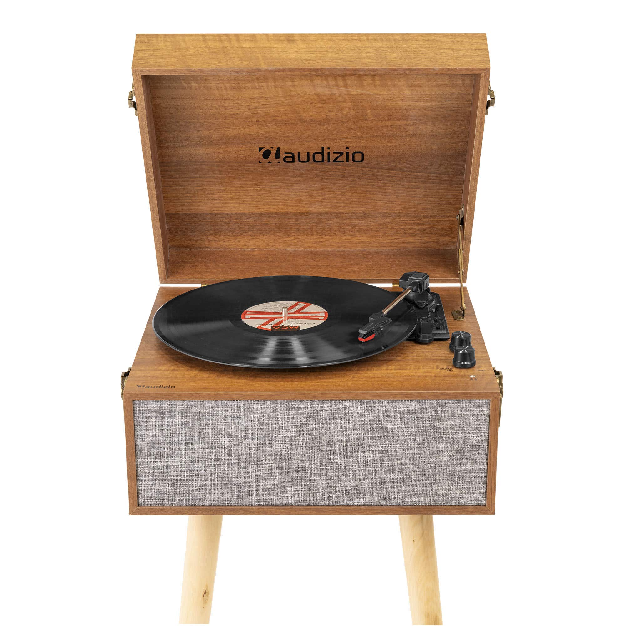 Audizio Fremont retro platenspeler met meubel - Platenspeler Bluetooth met afneembare poten bruin