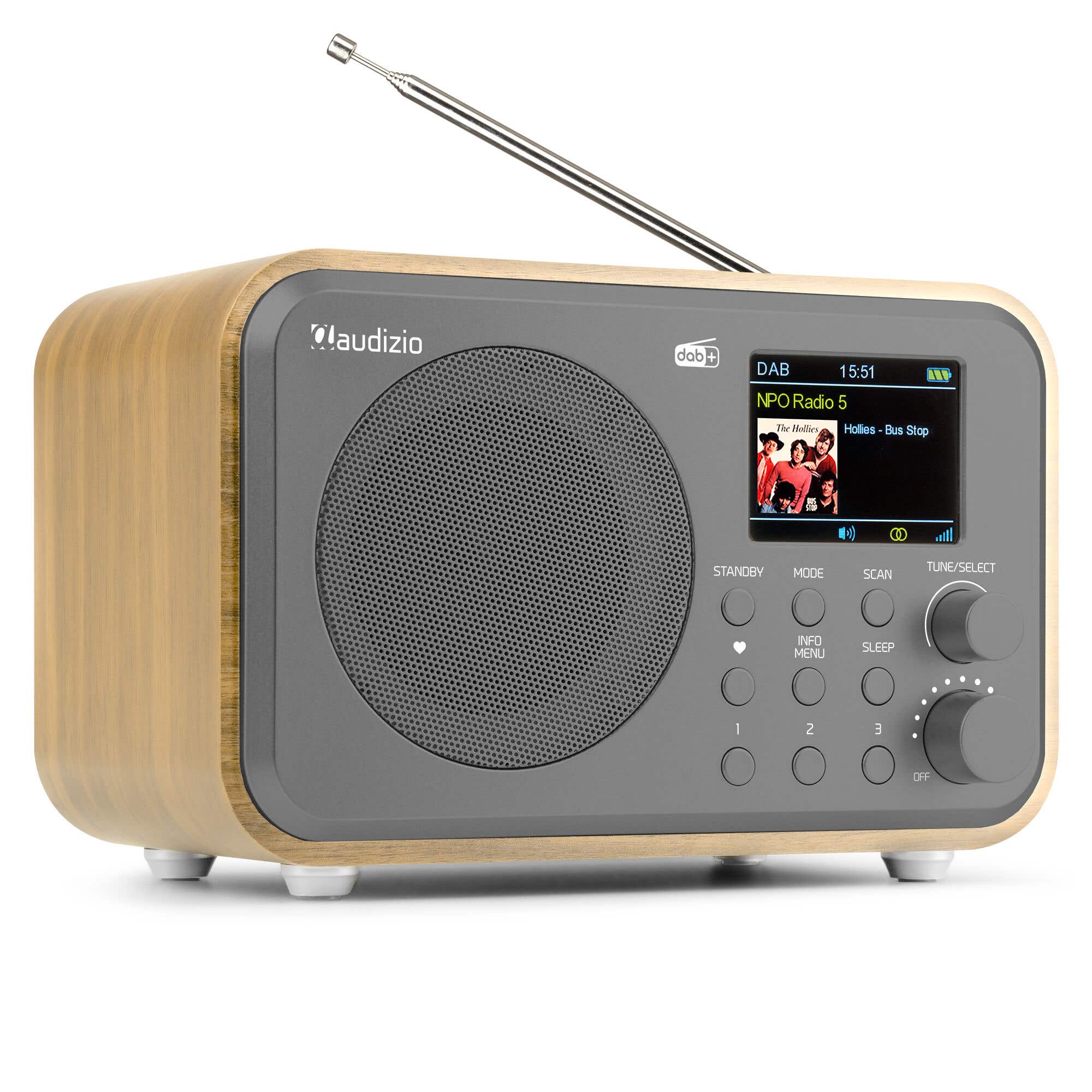 Audizio Milan draagbare DAB radio met Bluetooth, FM radio en accu - Bamboe