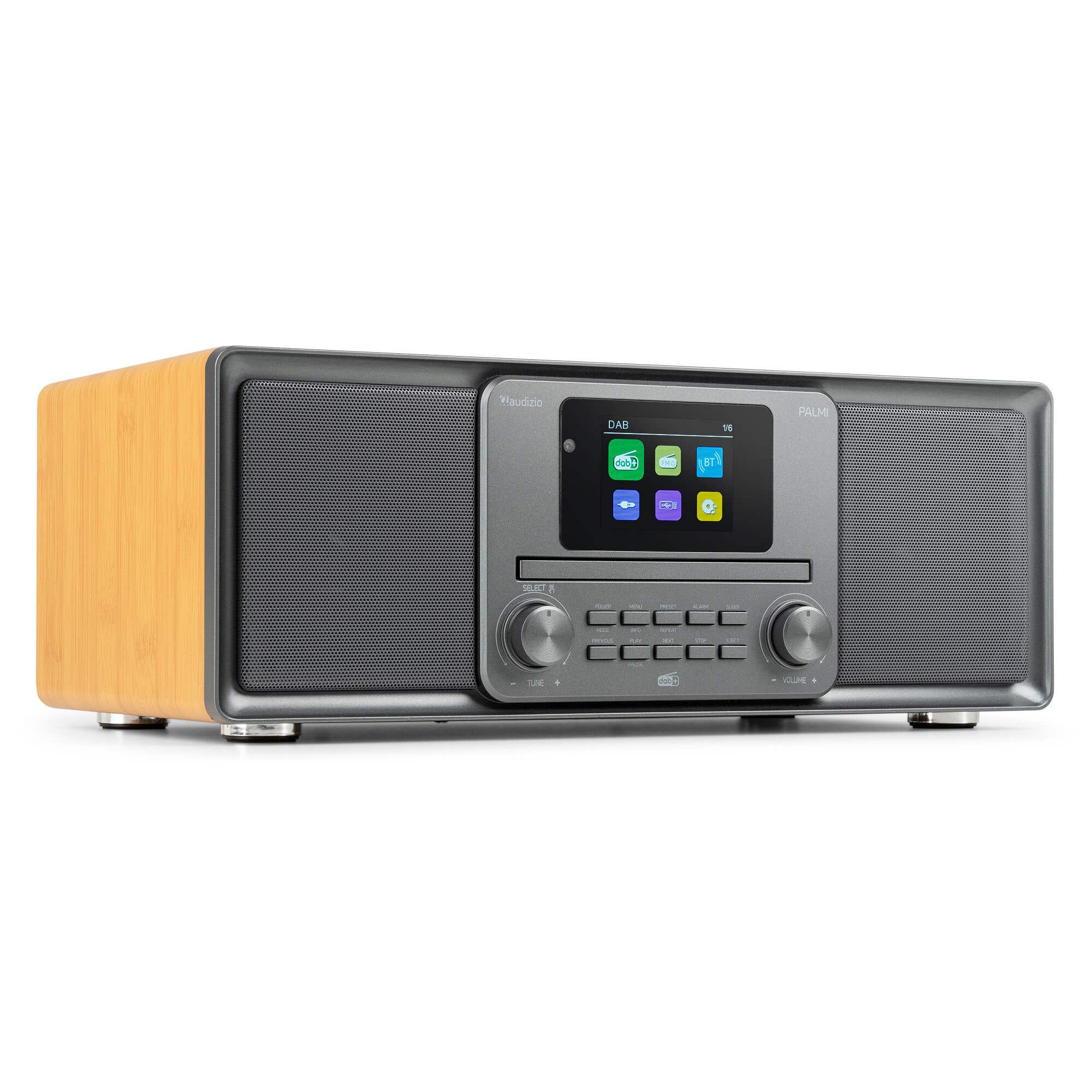 Retourdeal - Audizio Palmi DAB radio - Radio met CD speler - Bluetooth - DAB+ en FM - Bamboe