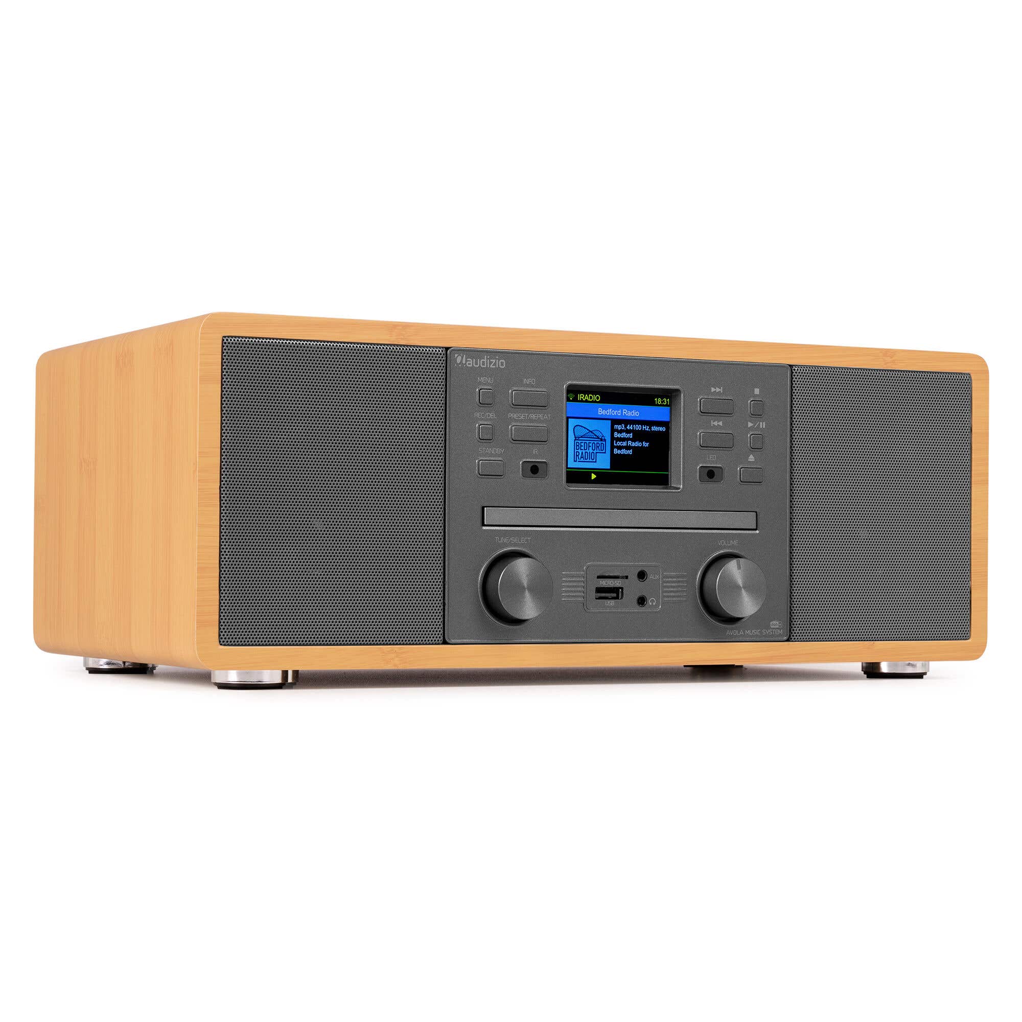 Retourdeal - Audizio Avola alles-in-één wifi radio - Internet radio - CD-speler, DAB, FM en Bluetooth - Bamboe