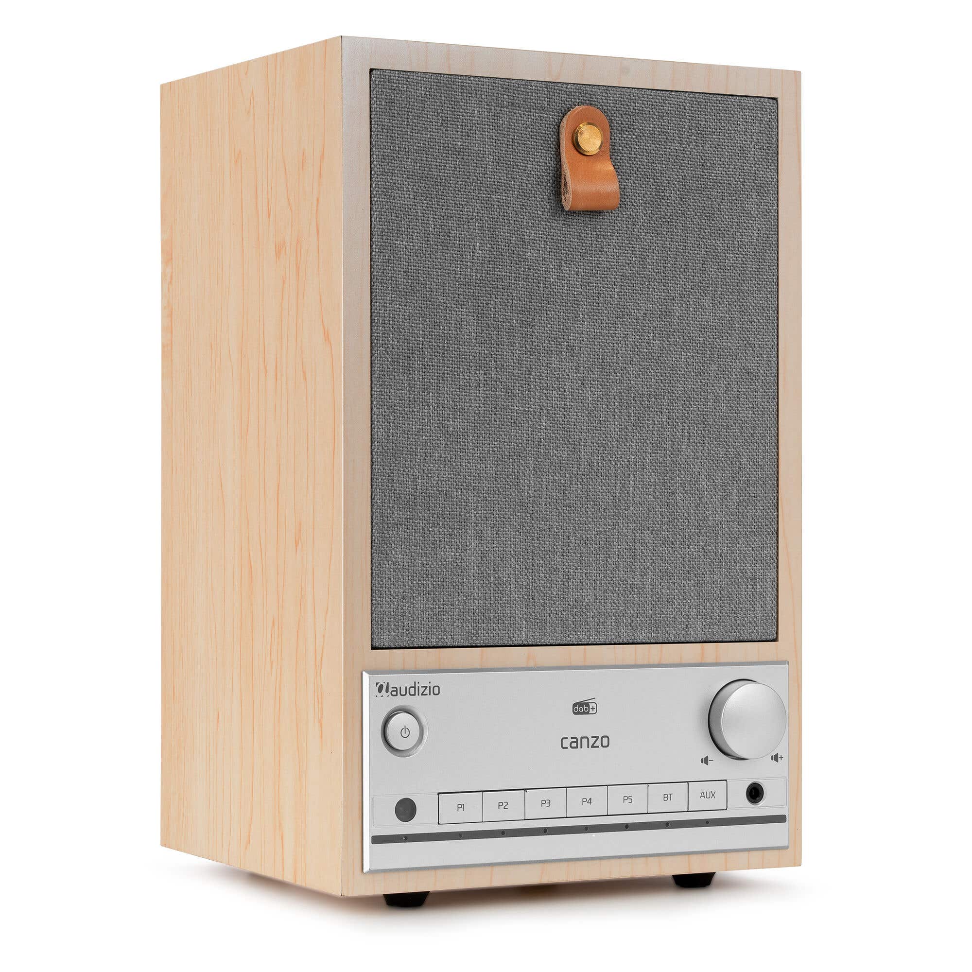 Retourdeal - Audizio Canzo Internetradio - WiFi radio boekenplank model - Met DAB+, FM en Bluetooth - Lichtbruin