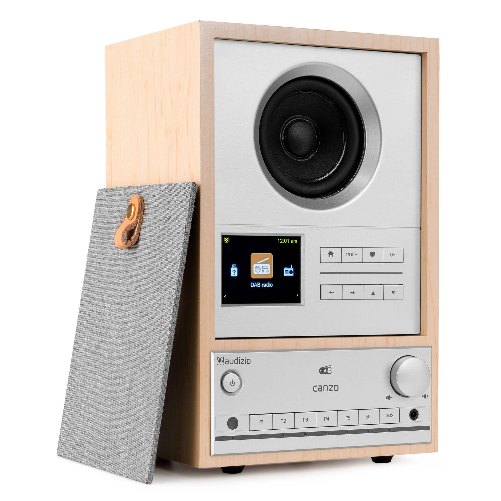 Audizio Canzo Internetradio - WiFi radio boekenplank model - Met DAB+, FM en Bluetooth - Lichtbruin