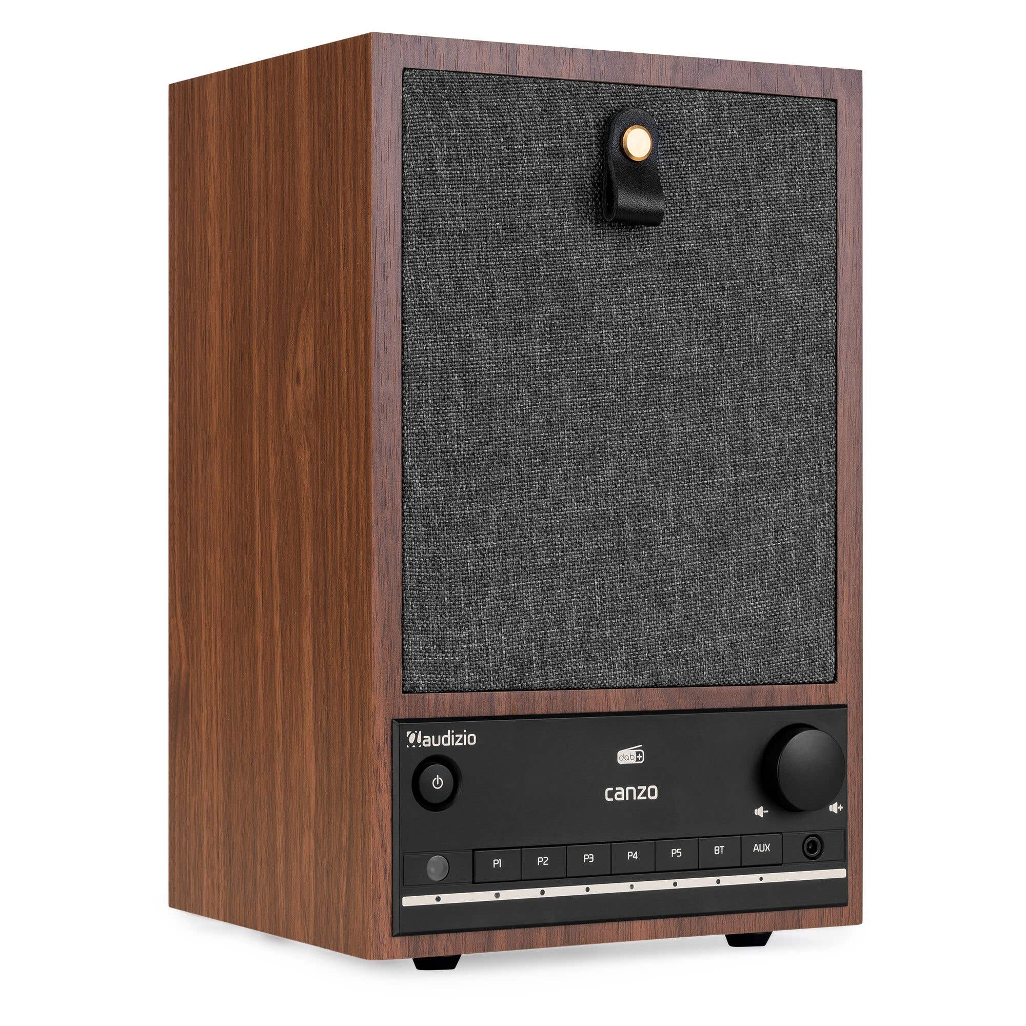 Retourdeal - Audizio Canzo Internetradio - WiFi radio boekenplank model - Met DAB+, FM en Bluetooth - Walnoot