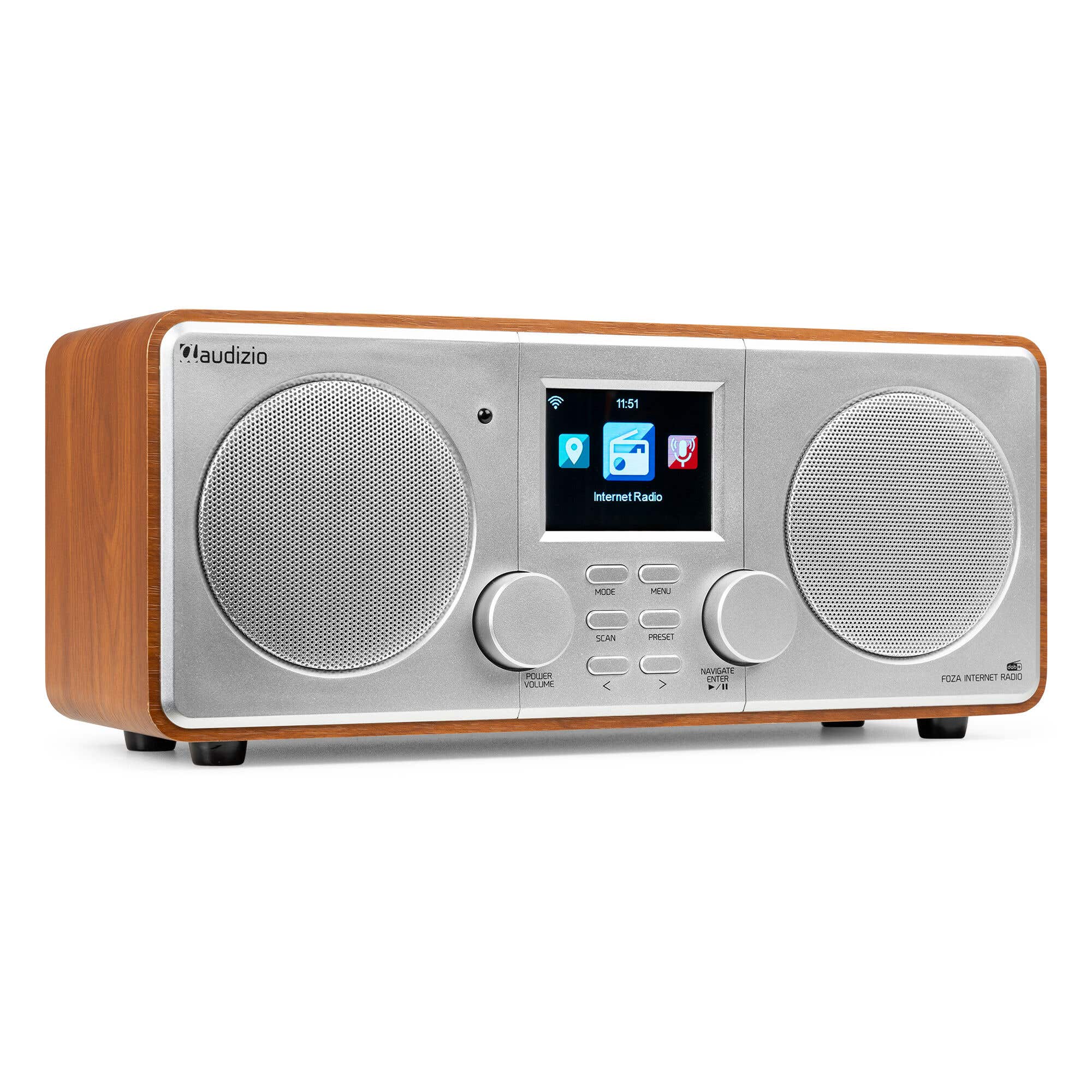 Retourdeal - Audizio Foza internetradio - DAB radio met Bluetooth - Digitale radio met stereo speakers - Zilver