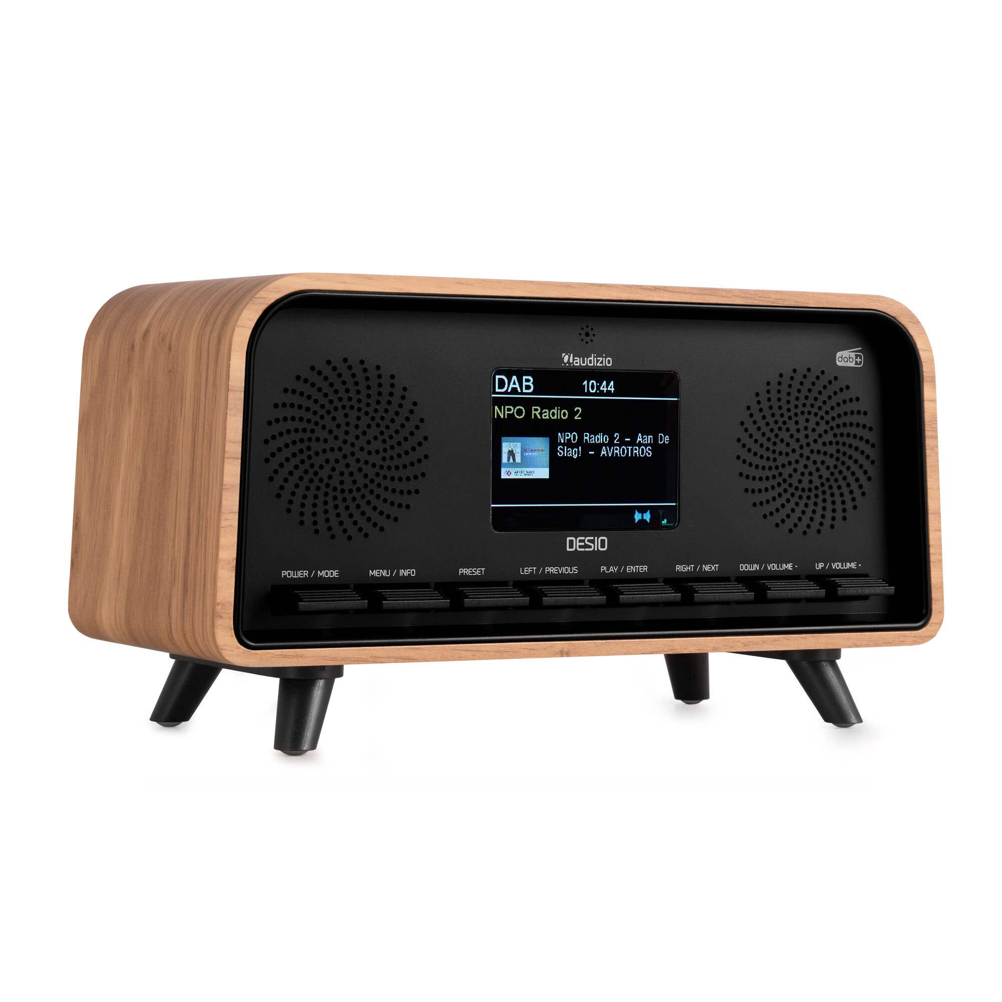 Retourdeal - Audizio Desio DAB radio - Retro radio met DAB, DAB+ en FM - Bluetooth radio - Houtlook lichtbruin