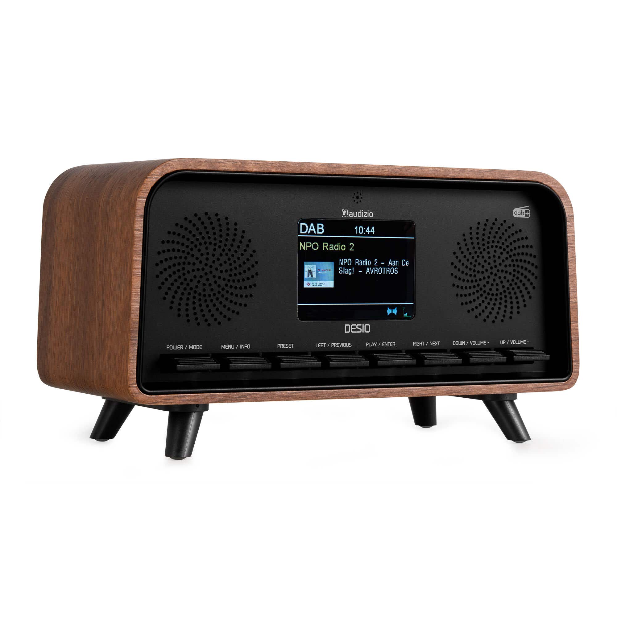 Retourdeal - Audizio Desio DAB radio - Retro radio met DAB, DAB+ en FM - Bluetooth radio - Houtlook donkerbruin