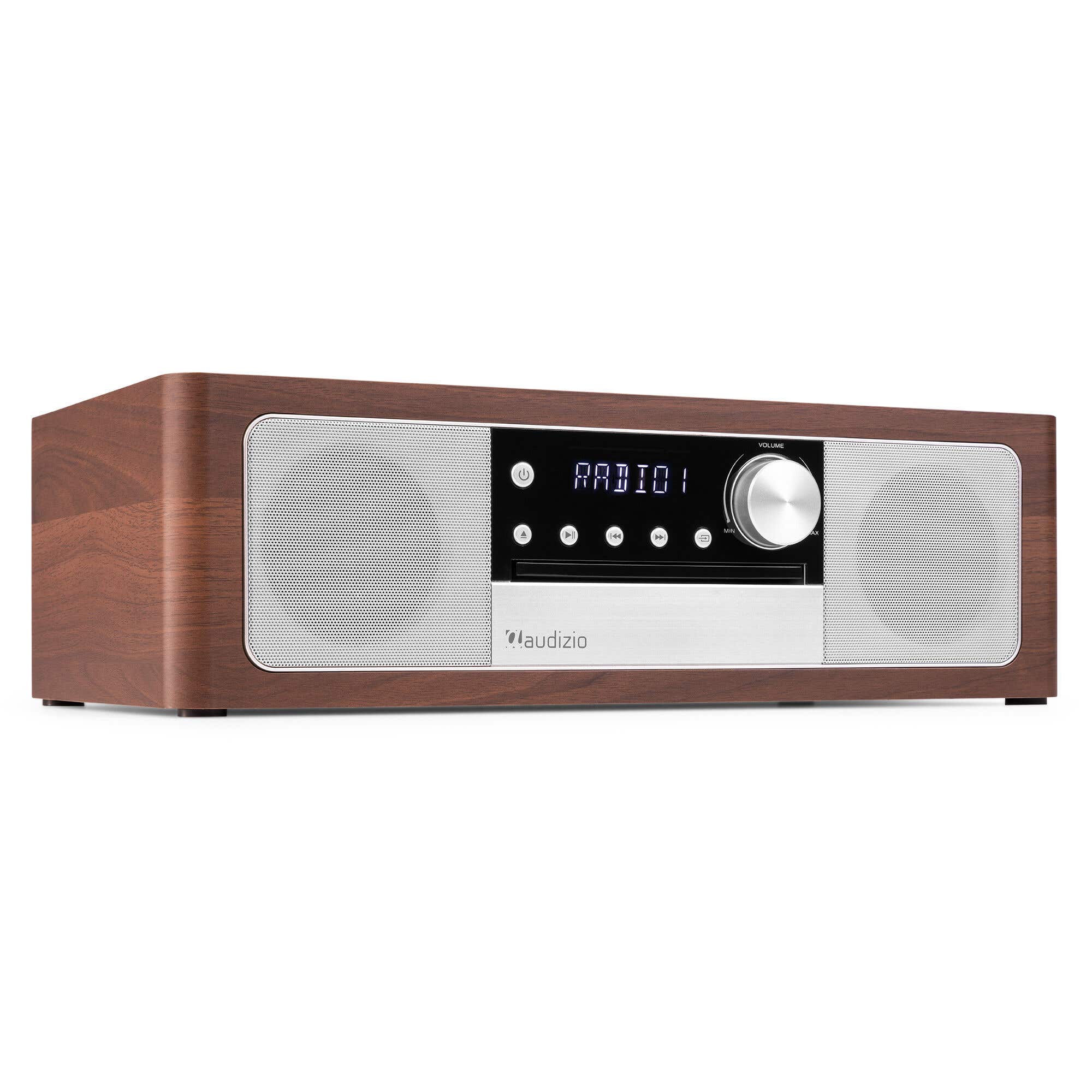 Retourdeal - Audizio Lunata premium DAB radio - Radio met CD speler - Bluetooth - High-end speakers - Hout/zilver