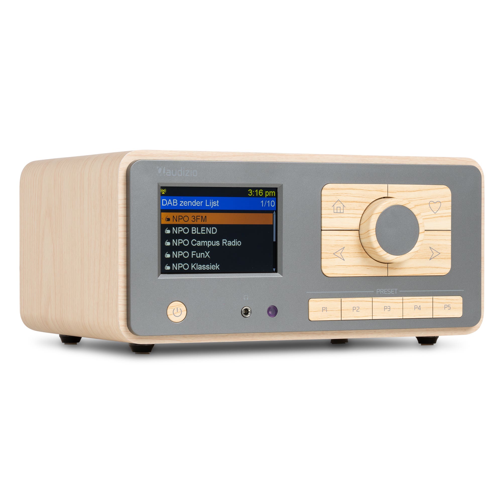 Audizio Dozza internetradio - FM en DAB radio - Radio met Bluetooth en grote knoppen - Bamboe