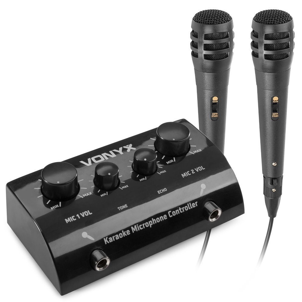 artikel Temmen stil Vonyx AV430B karaoke set met telefoonkabel en 2x microfoon - Zwart kopen?