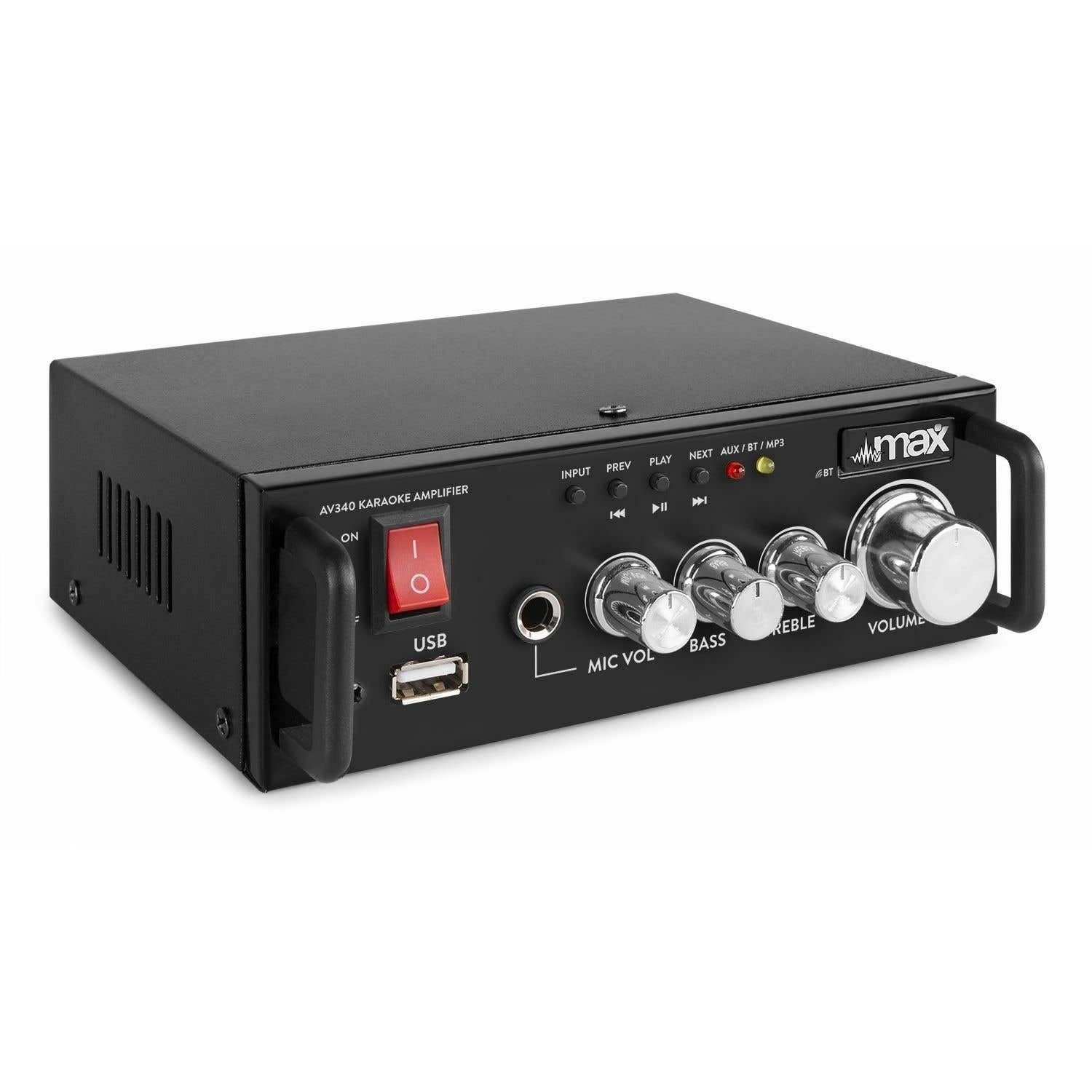 Retourdeal - MAX AV340 karaoke versterker met Bluetooth - 2x 50W