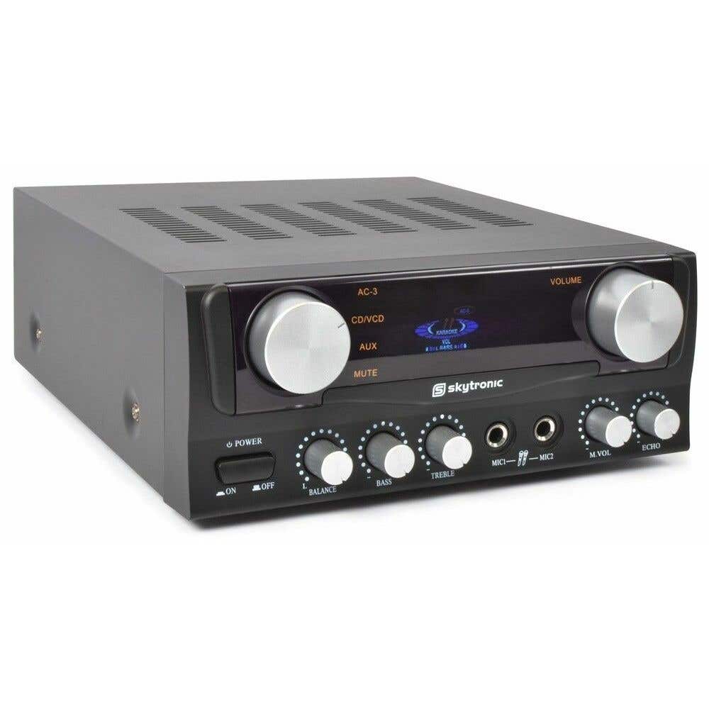 SkyTronic zwart 400W Stereo Karaoke Versterker met Display