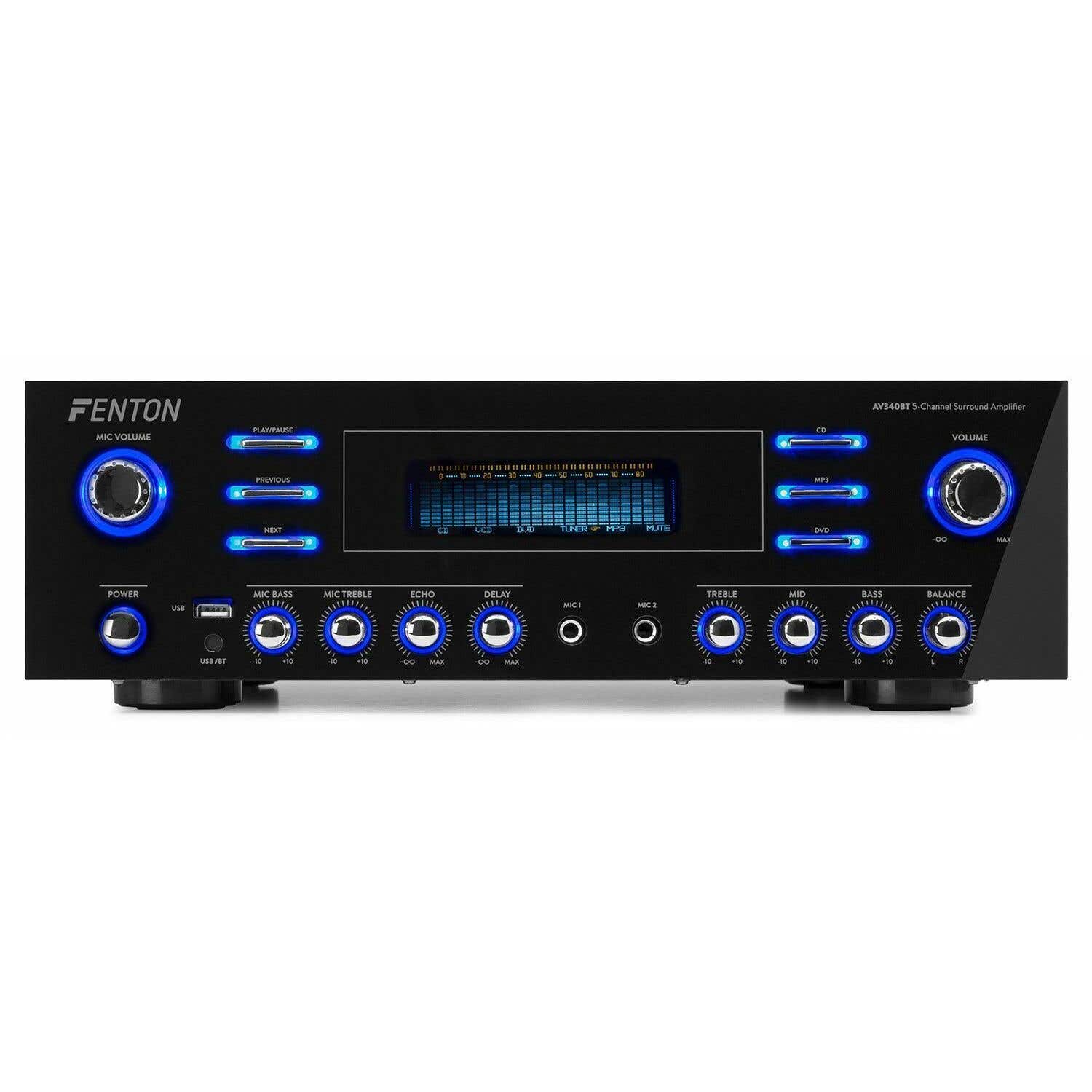 Retourdeal - Fenton AV340BT 5-kanaals surround versterker 510W met