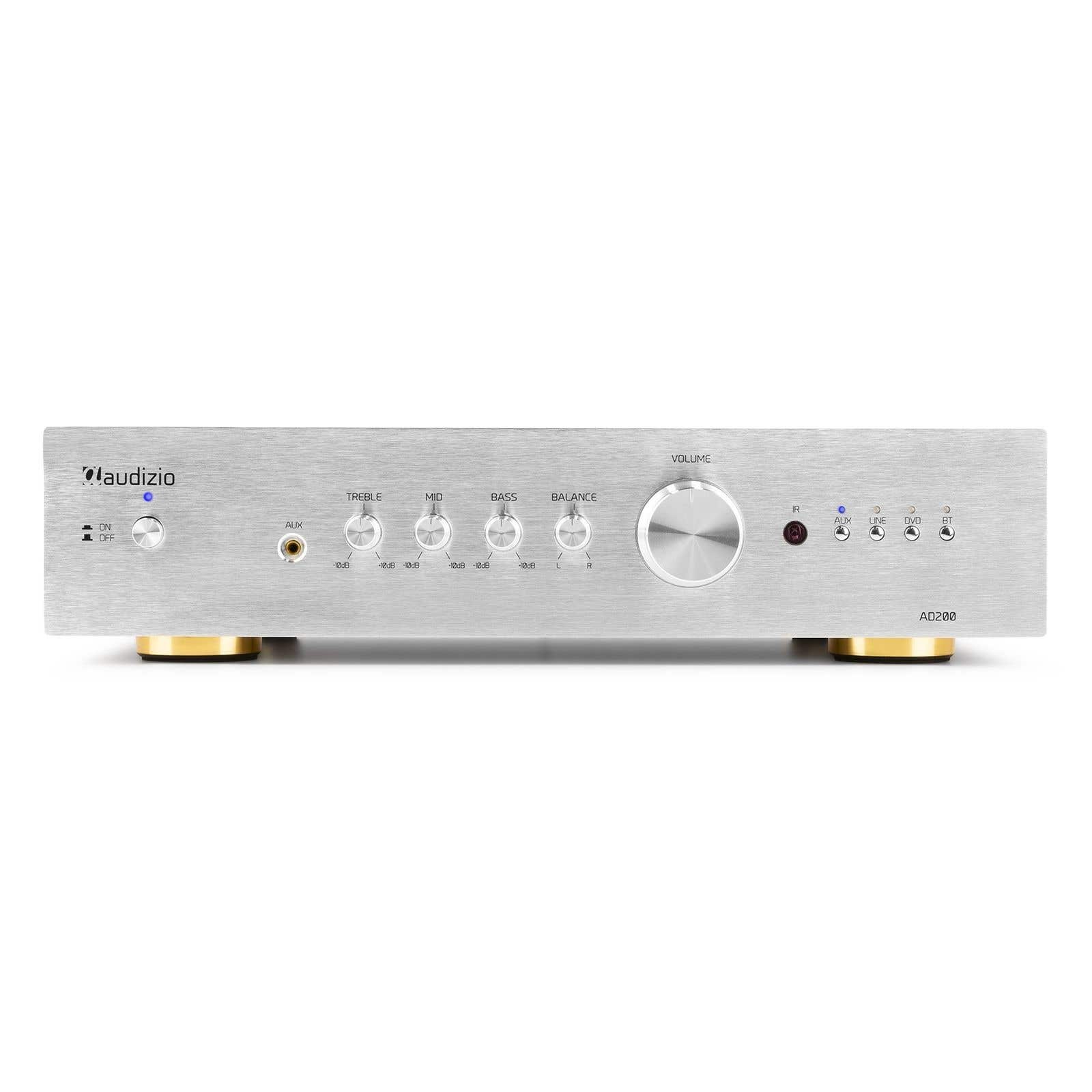 Audizio AD200A stereo versterker - 2.1 hifi versterker met Bluetooth - Zilver