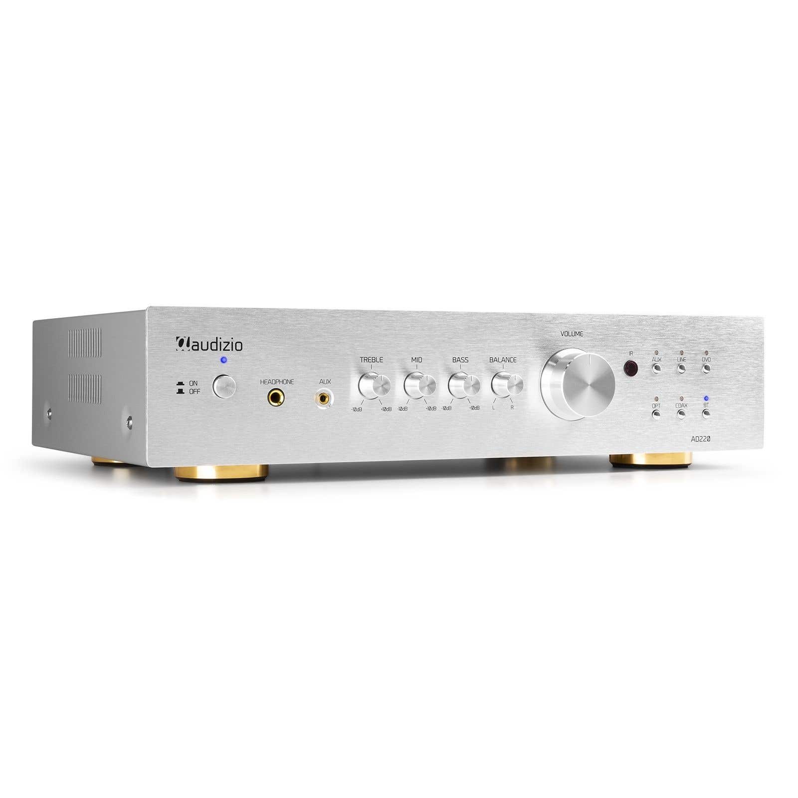 Audizio AD220A stereo versterker - 2.1 hifi versterker met Bluetooth - Zilver