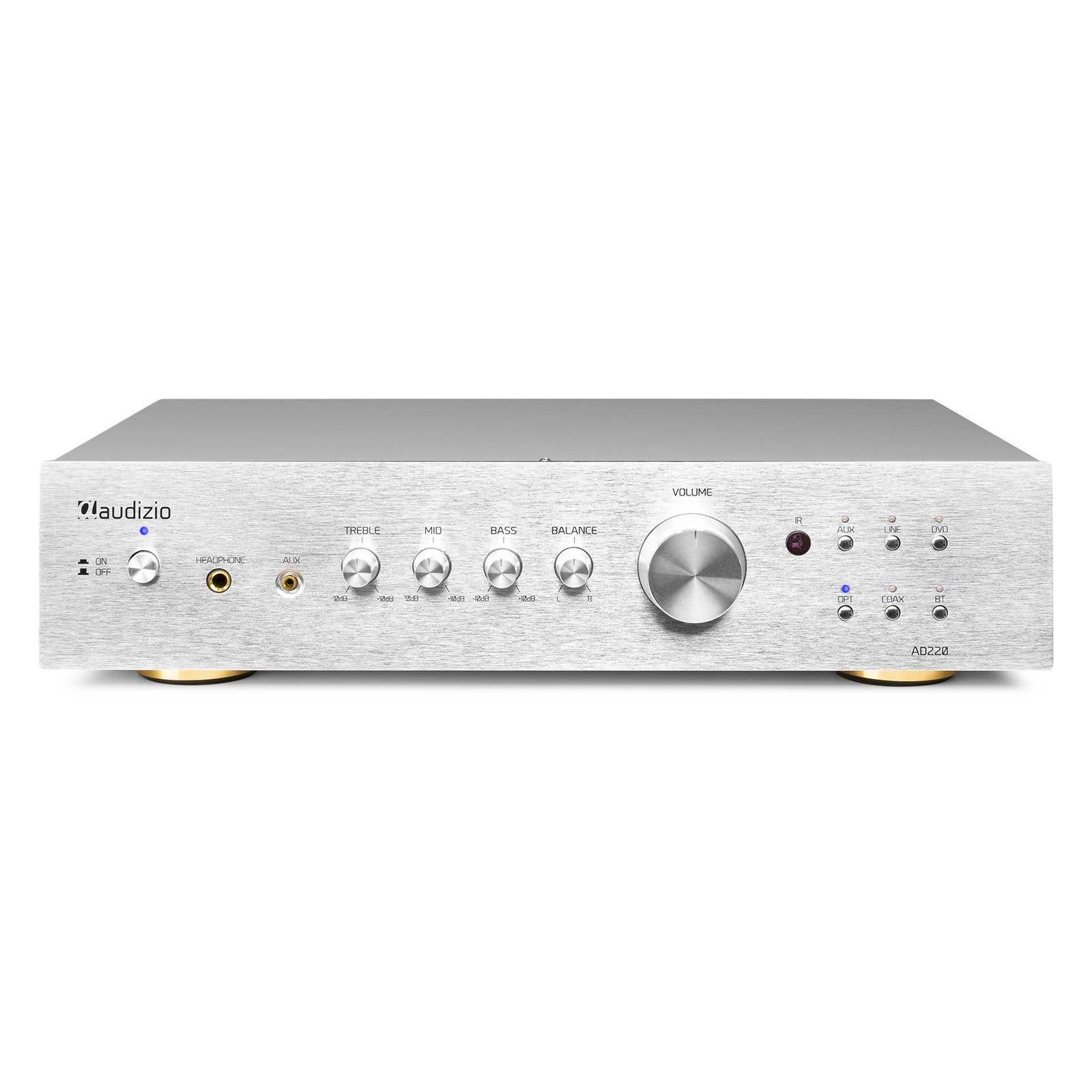 Audizio AD220A stereo versterker - 2.1 hifi versterker met Bluetooth - Zilver