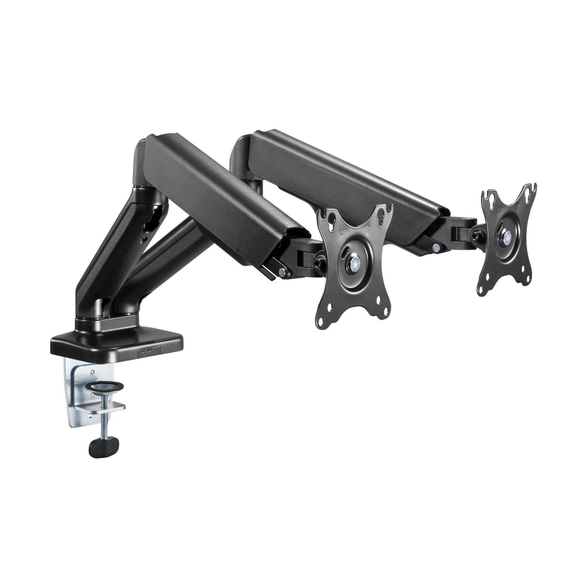 Monitor arm 2 schermen - Audizio MAD20G monitor beugel - Monitor arm gasveer - Voor 17 - 32 inch schermen - Zwart