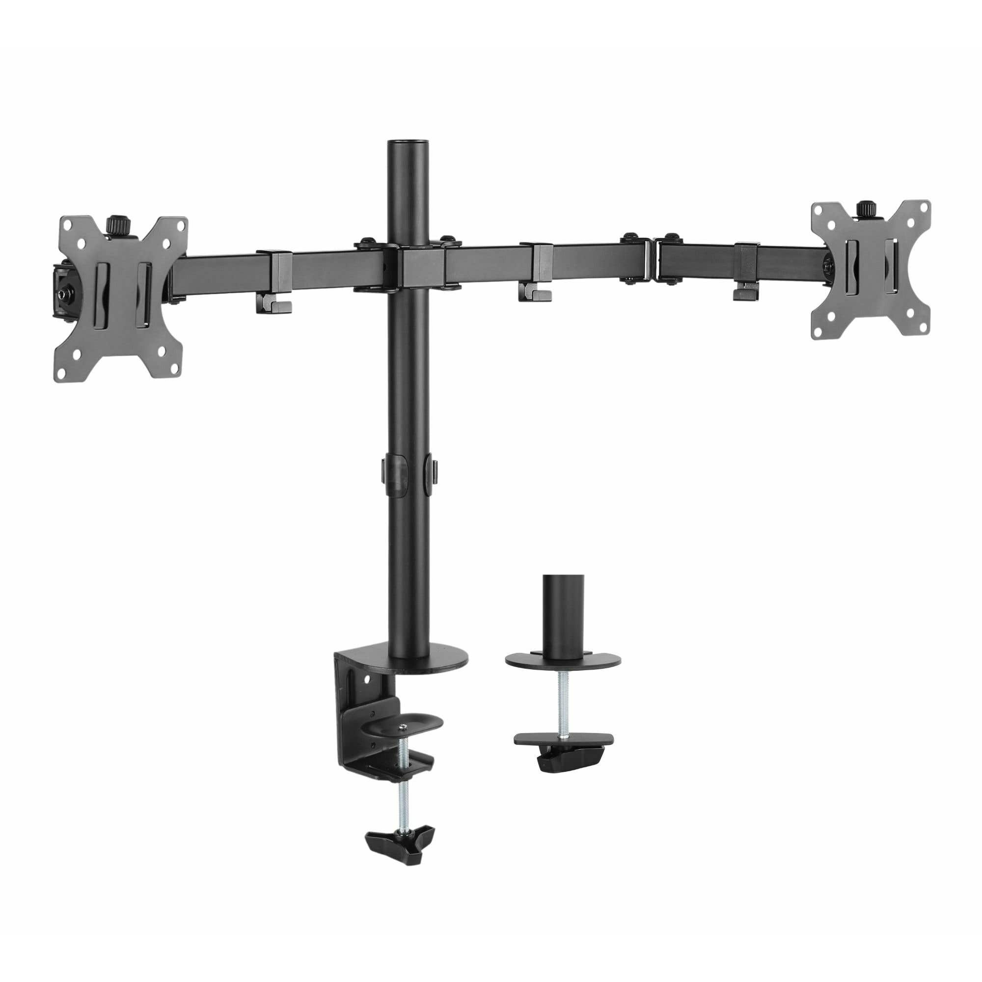 Monitor arm 2 schermen - Audizio MAD20 monitor beugel 2 schermen - 13 t/m 32 inch - Draaibaar & kantelbaar - Universeel - Zwart