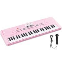 MAX KD49P keyboard kinderen - Speelgoed piano kinderen - Met microfoon, effecten & demo-songs - Roze