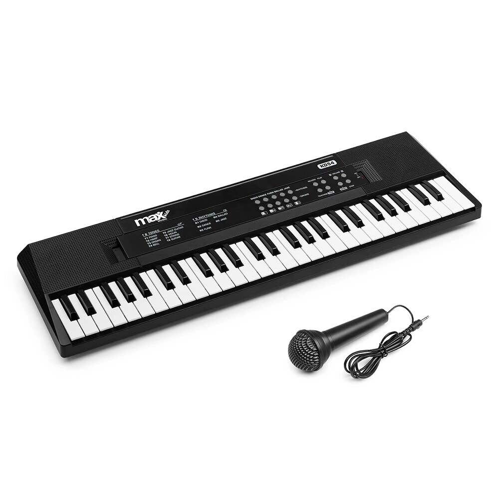 Retourdeal - MAX KD54 keyboard piano - Keyboard voor beginners - 54 Toetsen en accu - Keyboard kinderen - Zwart