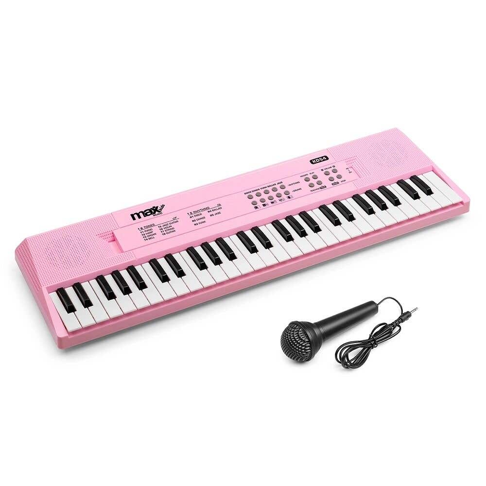 MAX KD54 keyboard piano - Keyboard voor beginners - 54 Toetsen en accu - Keyboard kinderen - Roze