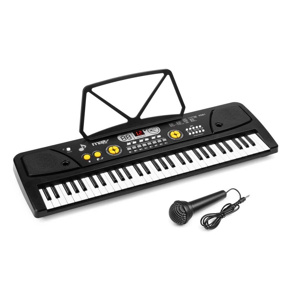 MAX KD61 Keyboard piano - Keyboard voor beginners - Met 61 toetsen en accu - Kinderpiano - Zwart