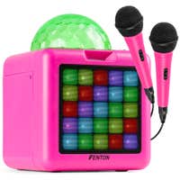 Fenton KAR15P karaokeset met Bluetooth en 2 microfoons - Inclusief RGB-lichteffecten - Roze