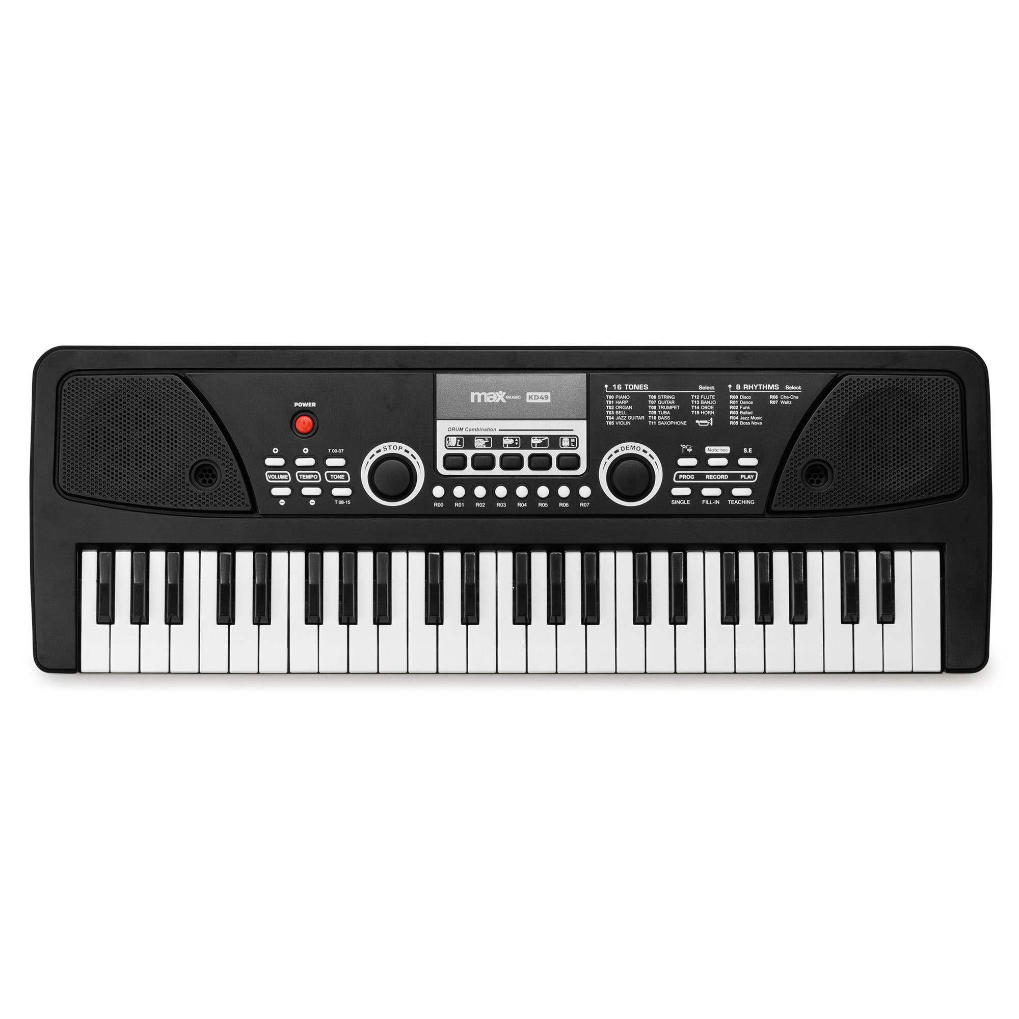 MAX KD49 keyboard kinderen - Speelgoed piano kinderen - Met microfoon, effecten & demo-songs - Zwart