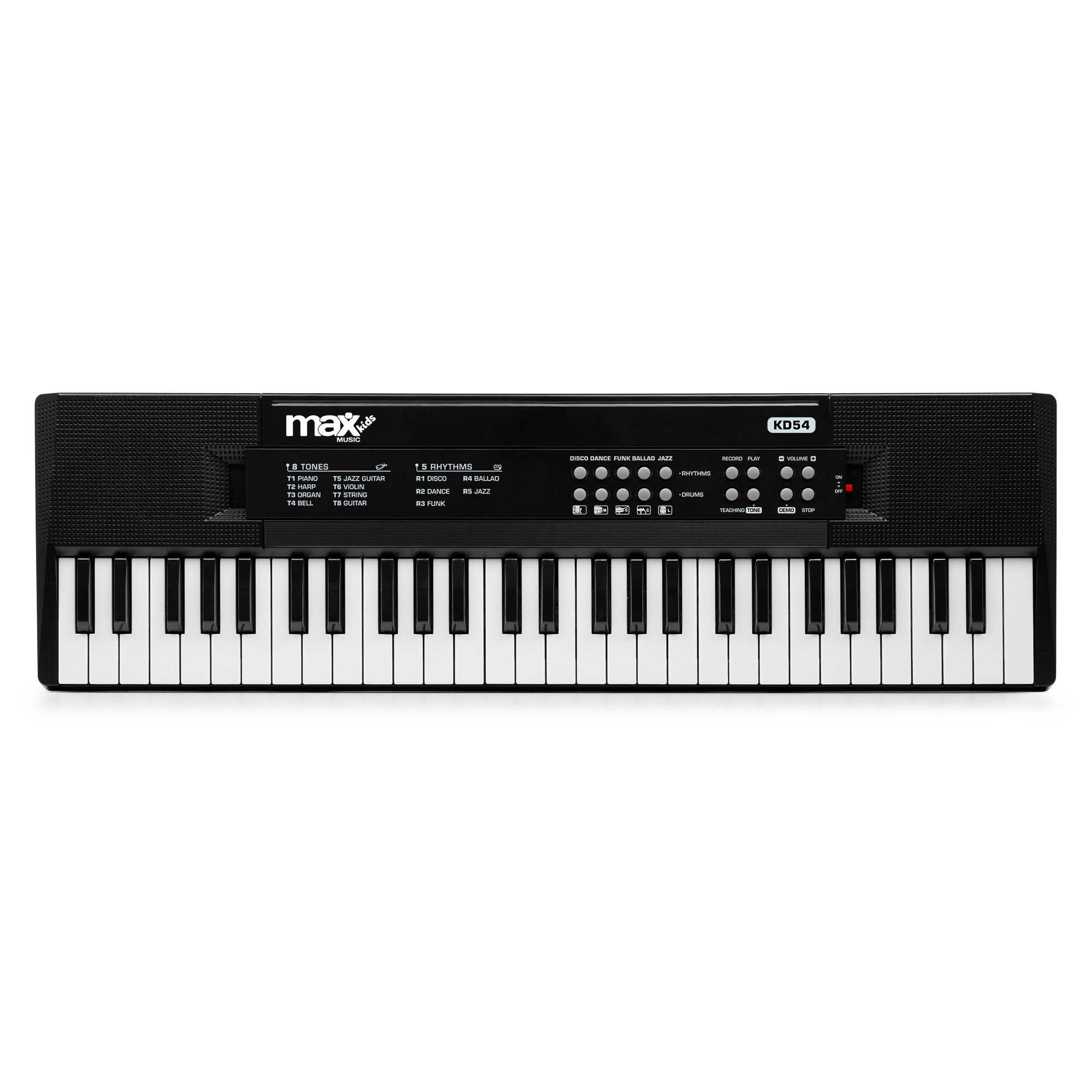 MAX KD54 keyboard piano - Keyboard voor beginners - 54 Toetsen en accu - Keyboard kinderen - Zwart