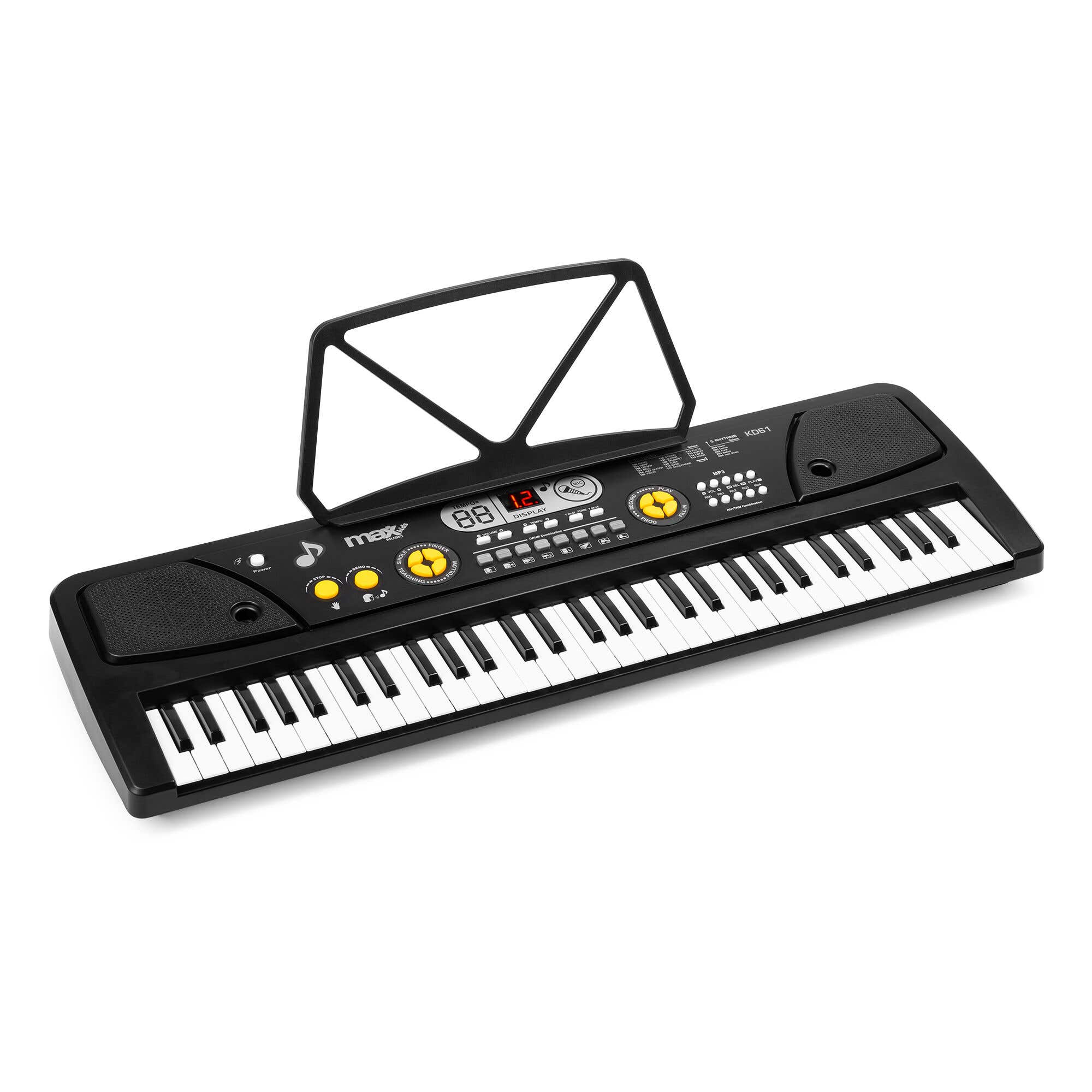 Retourdeal - MAX KD61 Keyboard piano - Keyboard voor beginners - Met 61 toetsen en accu - Kinderpiano - Zwart